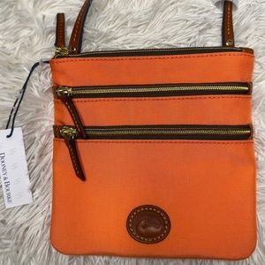 Dooney And Bourke Tangerine Orange Triple Zip Crossbody Bag